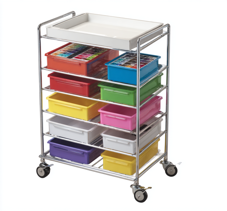 StmasteStyle Carrito de Almacenamiento con 10 Cajones Multicolores – Móvil con Bandeja Superior