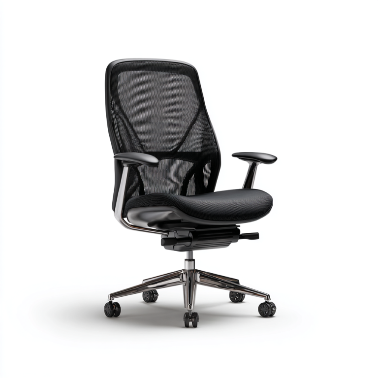 Silla Ergonómica de Oficina en Malla Negra – StmasteStyle – Altura Ajustable con Ruedas y Respaldo Alto