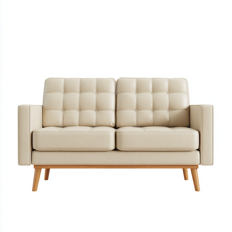 Sofá de 2 Plazas Estilo Moderno en Cuero Sintético Blanco Crema – StmasteStyle