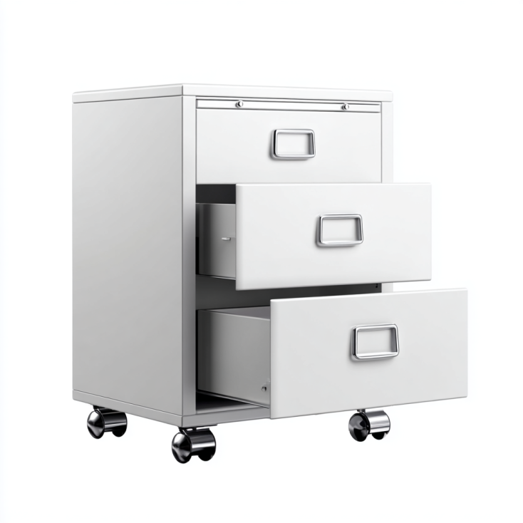 StmasteStyle Archivador Metálico de 3 Cajones con Ruedas y Cerradura – Blanco Mate