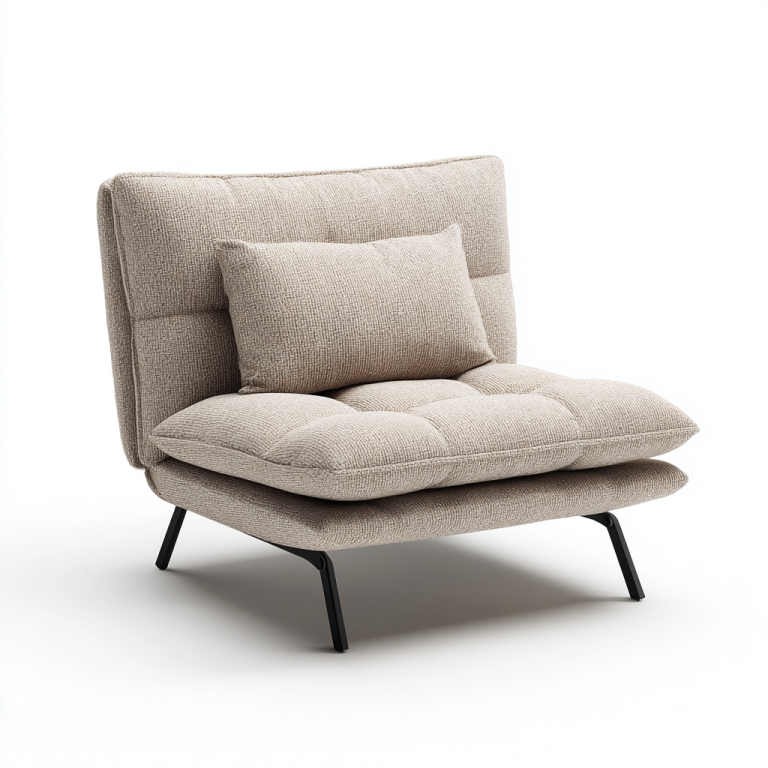 Sillón Reclinable Plegable en Tela Beige con Cojín – StmasteStyle