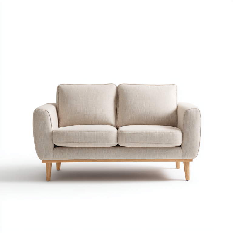 Sofá de 2 Plazas en Tela Beige con Patas de Madera – Estilo Nórdico StmasteStyle