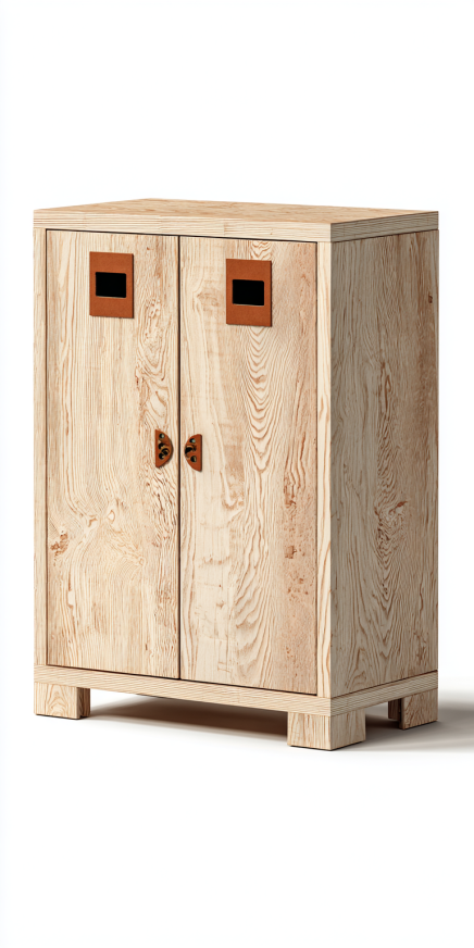 Armario de Madera Maciza con Puertas Dobles – StmasteStyle Estilo Minimalista Oriental