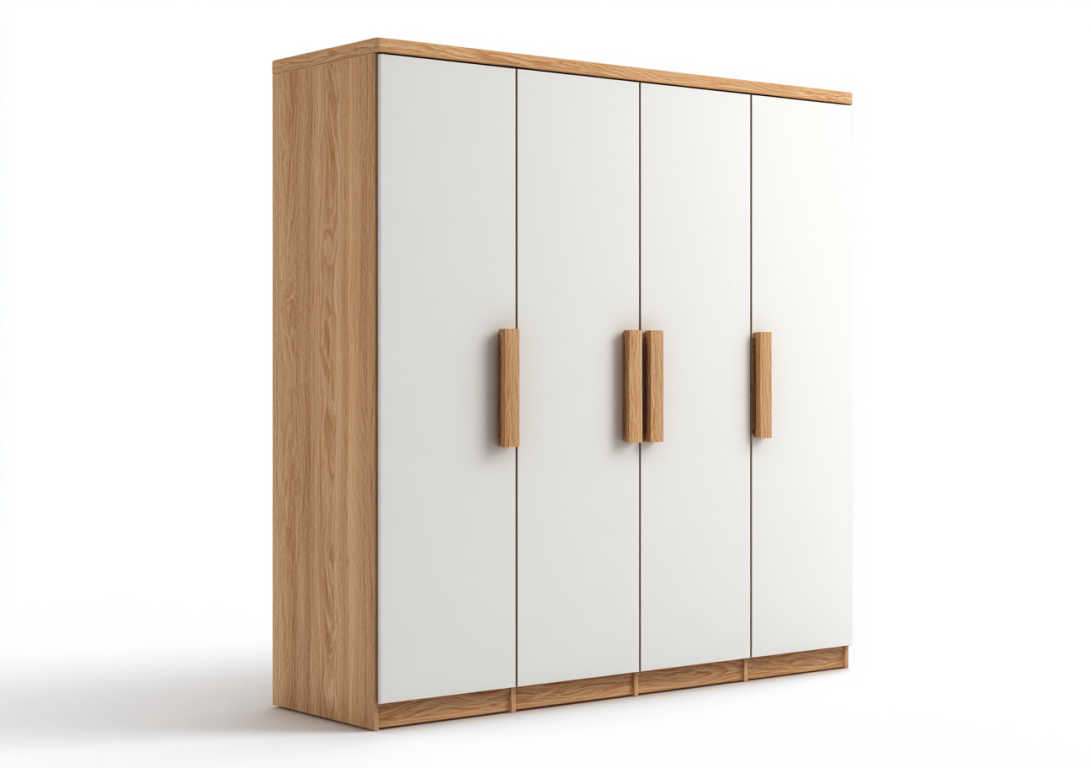 Armario de 4 Puertas Batientes en Blanco y Roble - StmasteStyle 160 cm