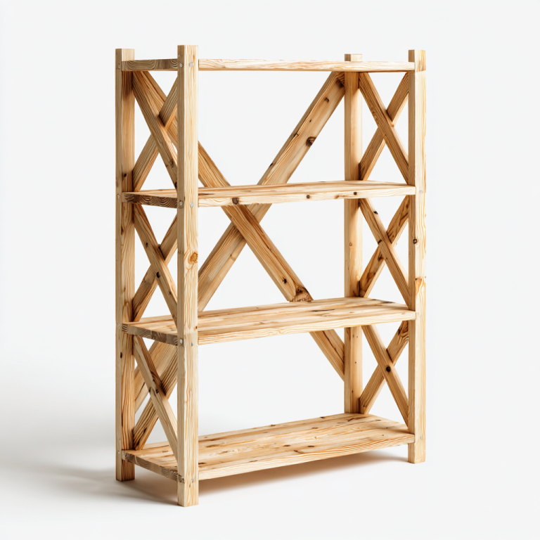 Estantería de Madera con Diseño en X de 4 Niveles - StmasteStyle