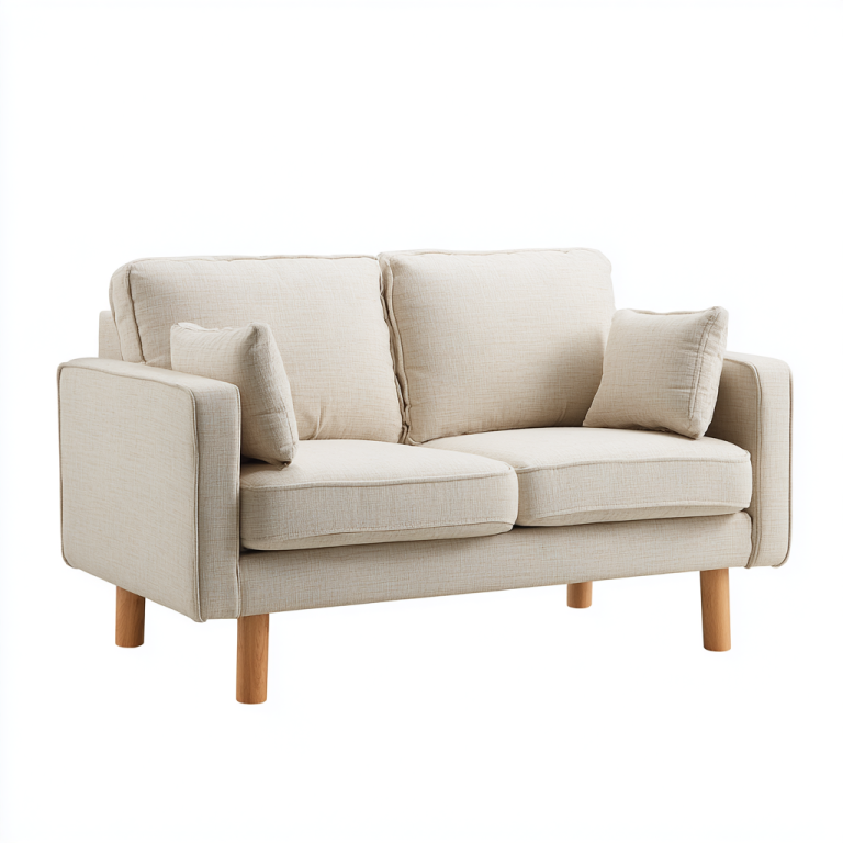 Sofá de Dos Plazas Estilo Nórdico en Tela Beige – StmasteStyle