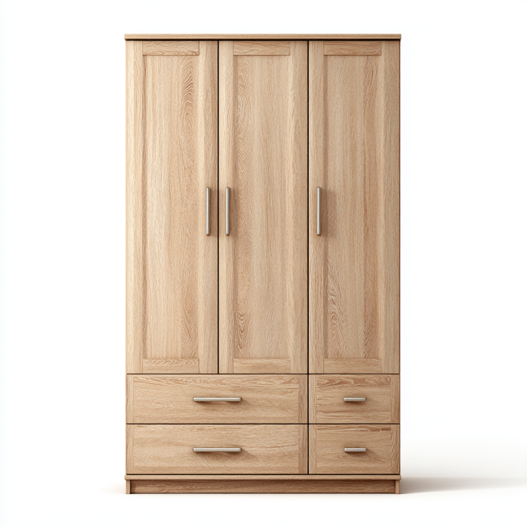 Armario de Madera de 3 Puertas y 4 Cajones – StmasteStyle, Acabado Roble Claro