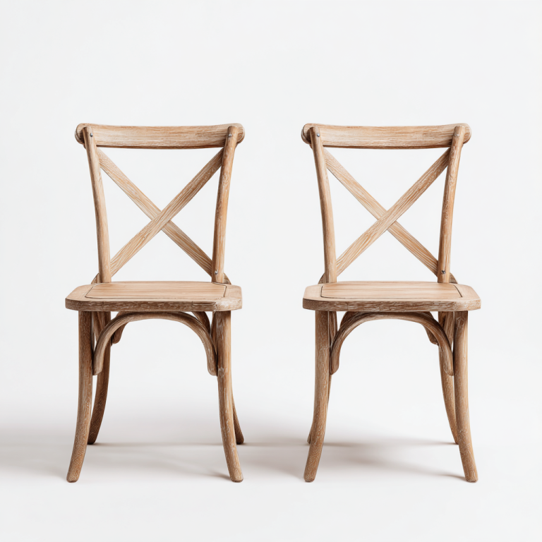 Pack de 2 sillas de comedor de madera con respaldo en cruz estilo rústico – StmasteStyle