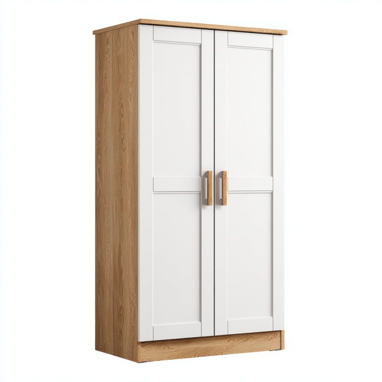 Armario de Puertas Batientes Blanco y Roble – StmasteStyle – Diseño Moderno y Funcional