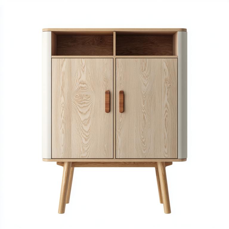 Aparador Escandinavo Bicolor con 2 Puertas y Estantes Abiertos – StmasteStyle