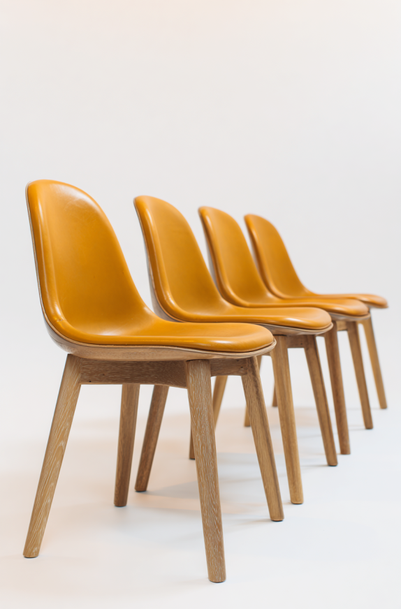 Juego de 4 Sillas de Comedor Modernas Amarillas StmasteStyle con Patas de Madera Maciza