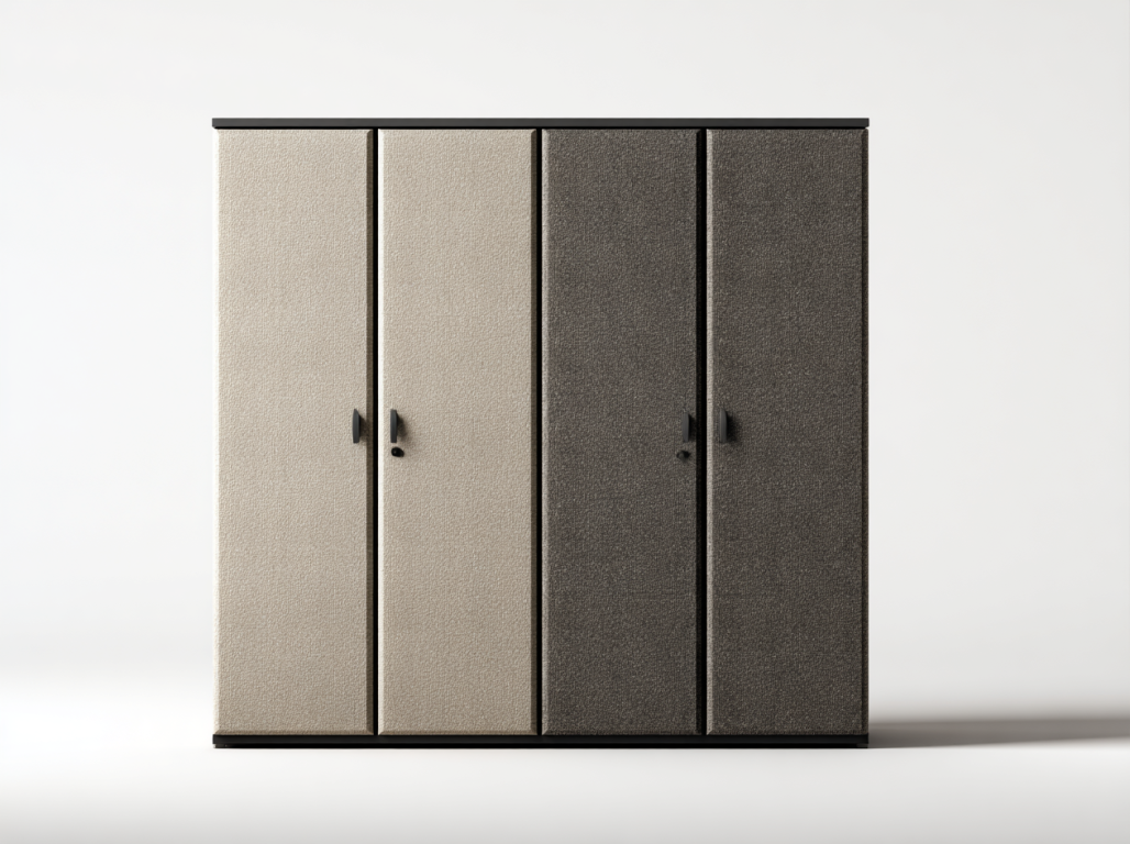 Armario de 4 Puertas con Acabado Textil en Tonos Neutros – StmasteStyle Estilo Moderno