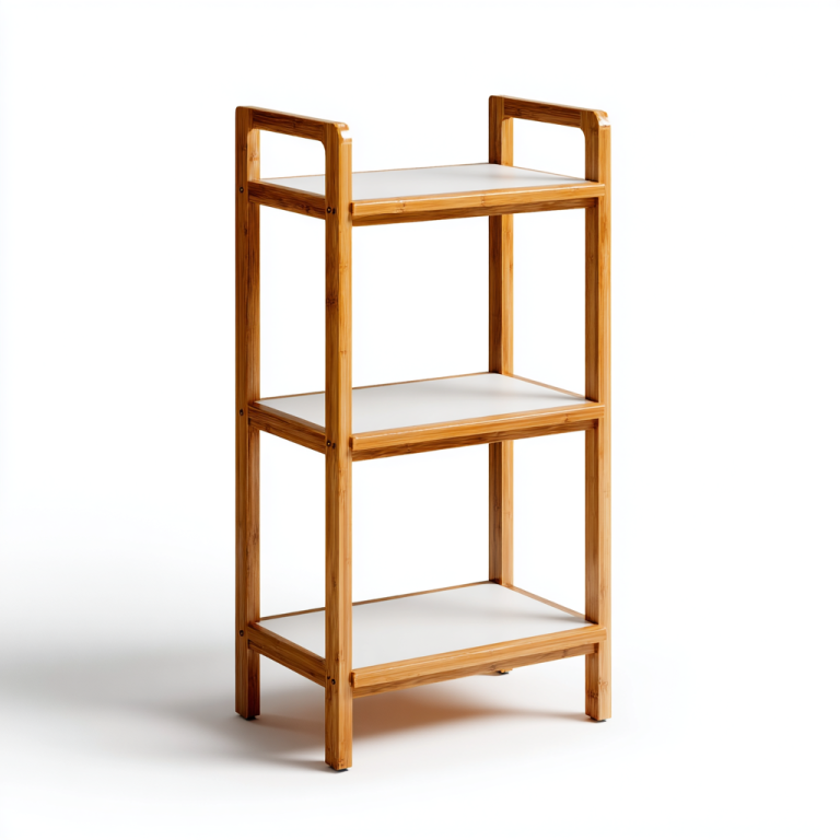 Estantería de Bambú con 3 Estantes Blancos – StmasteStyle Organizador Multifuncional