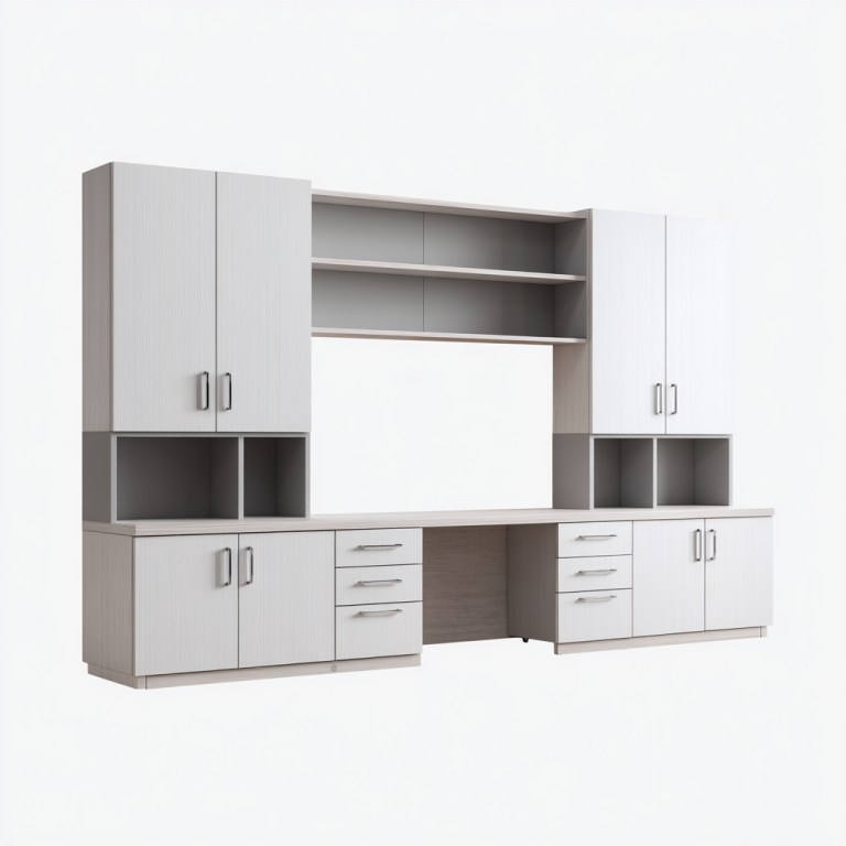 Mueble de Oficina Modular con Puertas y Cajones – StmasteStyle – Librero y Archivador Integrado