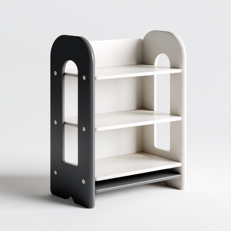 Estantería Infantil Negra y Blanca de 3 Niveles con Laterales Abiertos – StmasteStyle