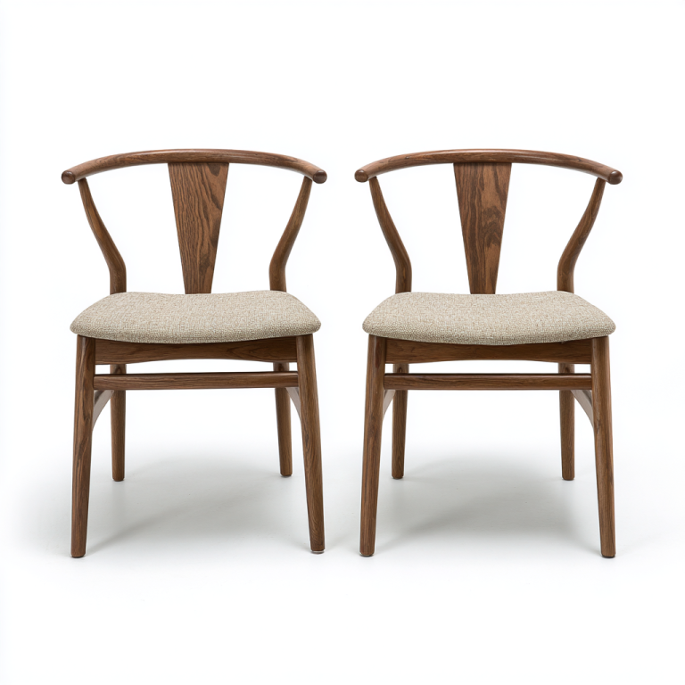 Sillas de Comedor de Madera Maciza con Cojín Tapizado StmasteStyle – Set de 2, Estilo Nórdico Retro