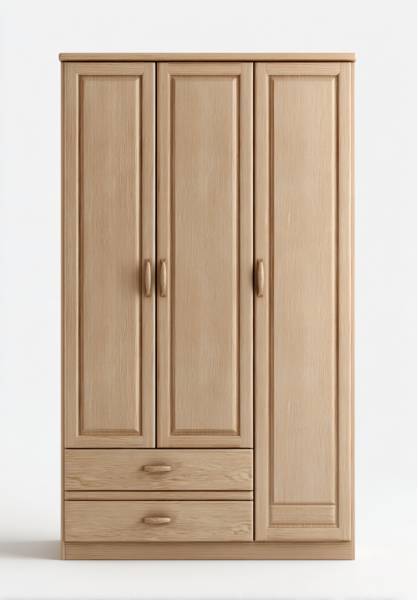 Armario de 3 Puertas con 2 Cajones Inferiores - StmasteStyle, Color Madera Natural