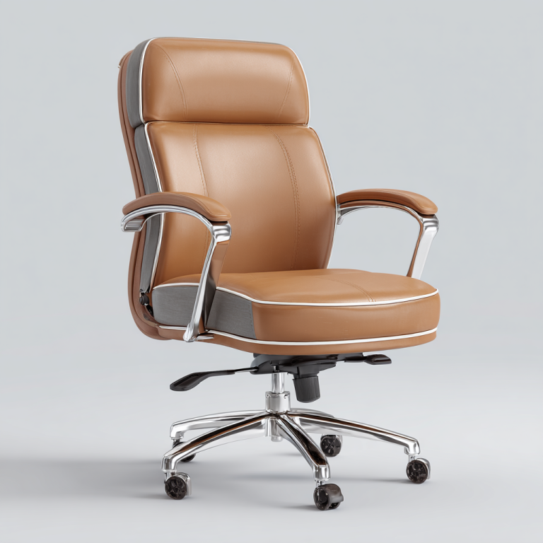 Silla de Oficina Ejecutiva de Cuero Marrón con Altura Ajustable – StmasteStyle – Ergonómica y Giratoria