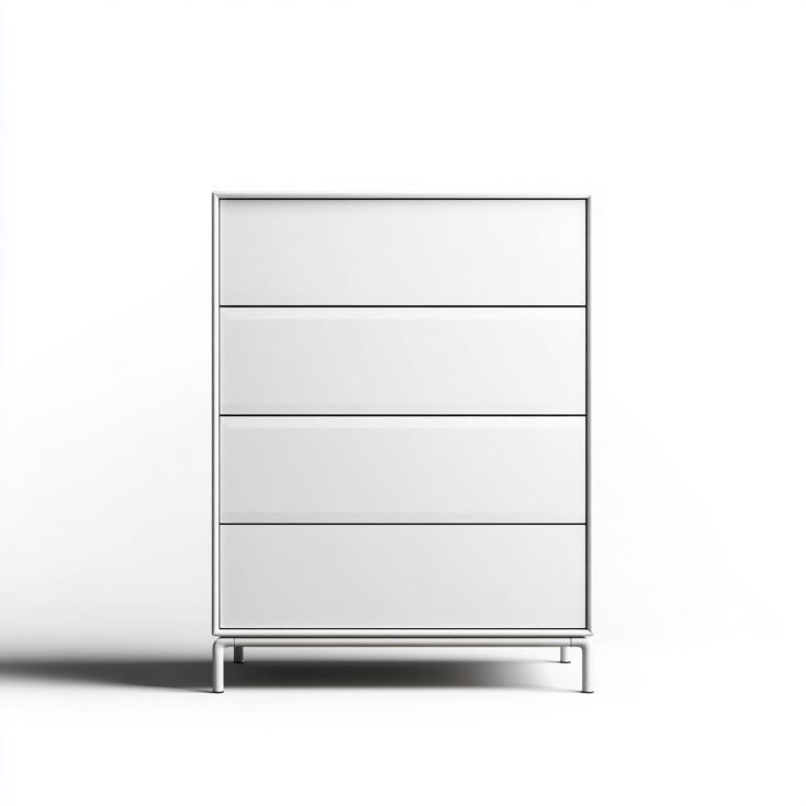 StmasteStyle Cajonera Moderna de 4 Cajones con Estructura Metálica – Blanco Mate – Estilo Minimalista