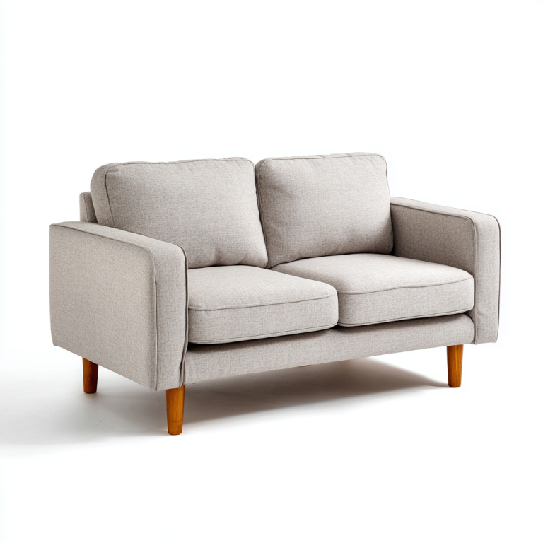 Sofá de 2 Plazas Beige Claro Estilo Moderno con Patas de Madera – StmasteStyle