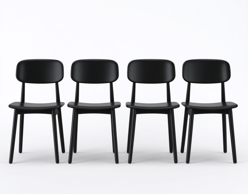 Juego de 4 Sillas de Comedor Modernas Negras StmasteStyle con Respaldo y Patas de Madera