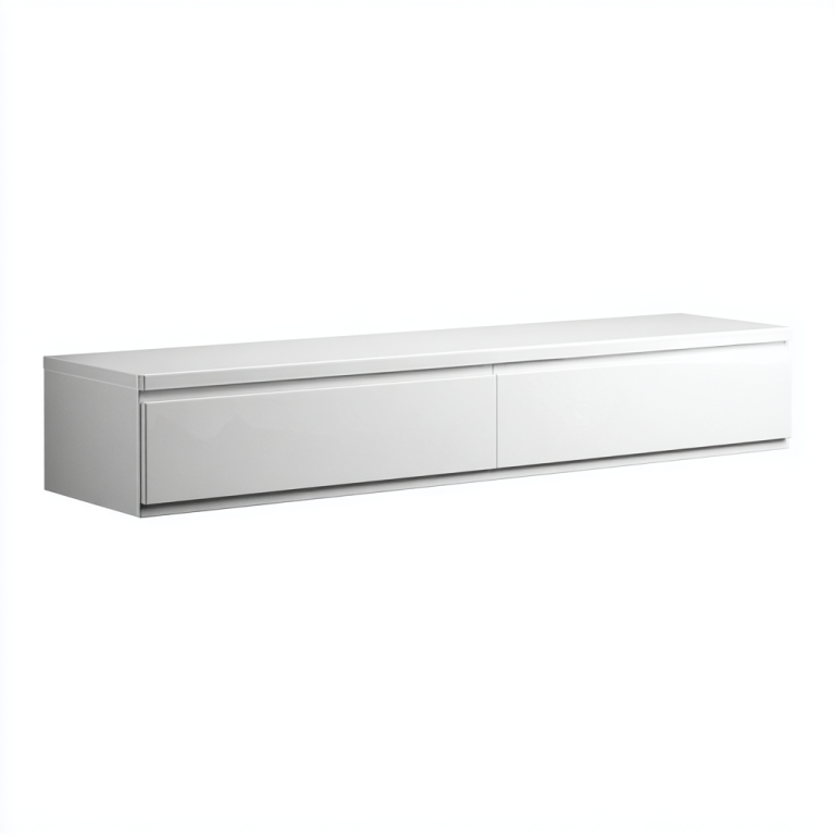 Mueble de TV Flotante Blanco Brillante – Diseño Moderno de Pared StmasteStyle
