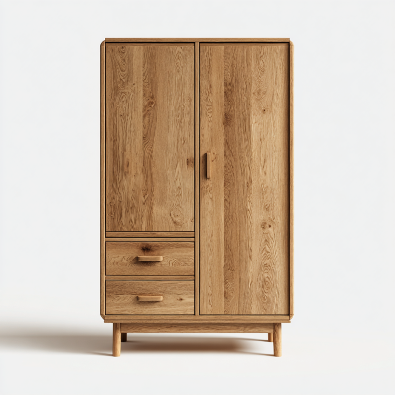 Armario de Puertas Batientes con 3 Cajones en Color Madera Natural – StmasteStyle Estilo Nórdico