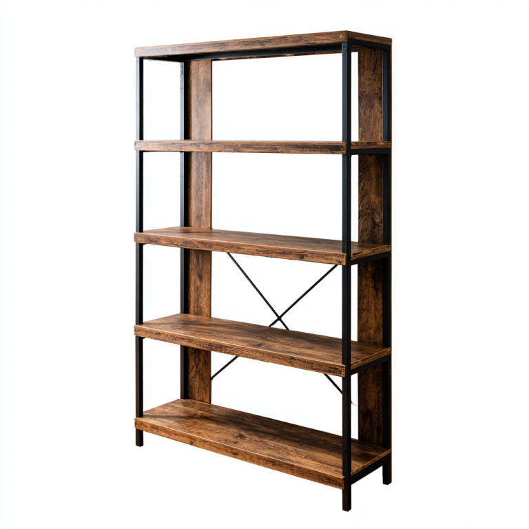 Estantería de Estilo Industrial con 5 Baldas de Madera y Estructura Metálica – StmasteStyle