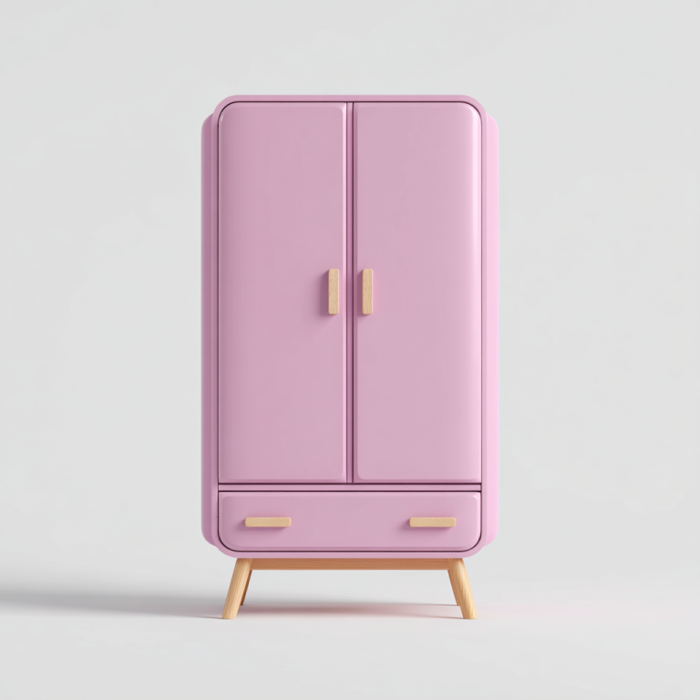 Armario Infantil Rosa con Cajón Inferior y Patas de Madera – StmasteStyle Estilo Nórdico