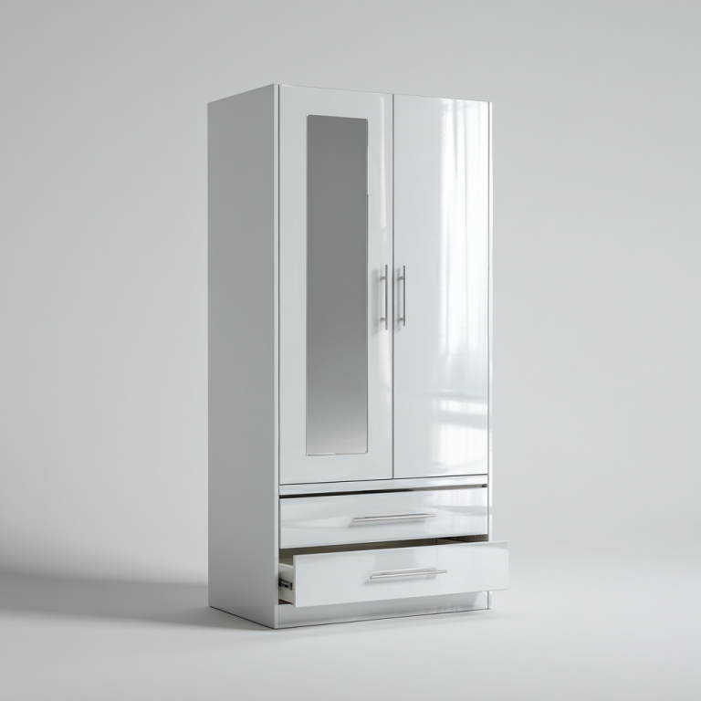 Armario Blanco con Espejo y 2 Cajones - StmasteStyle, Estilo Moderno