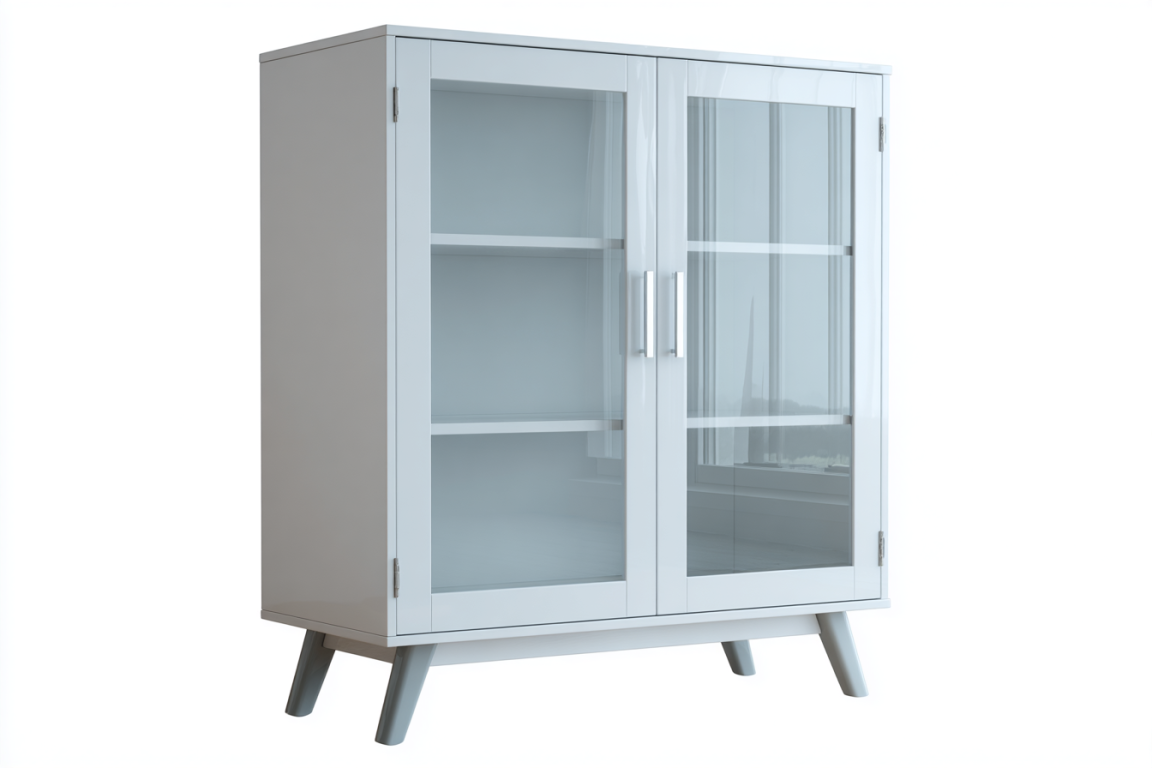 Aparador Blanco con Puertas de Vidrio – StmasteStyle Estilo Nórdico