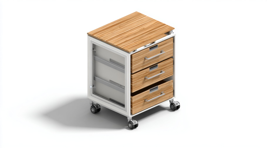 StmasteStyle Cajonera Móvil de 3 Cajones con Acabado en Madera y Marco Metálico