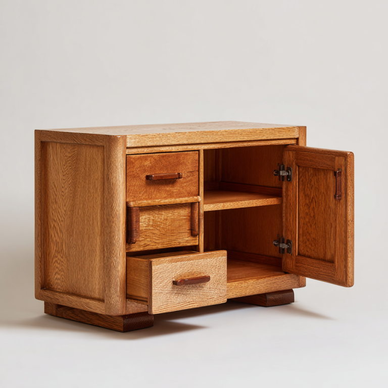 Aparador Auxiliar Retro de Madera Maciza con Cajones y Puerta – StmasteStyle