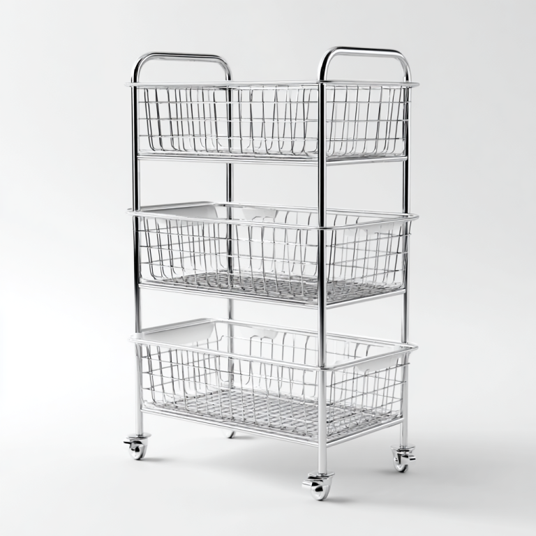 Carrito Metálico de Almacenamiento con 3 Niveles y Ruedas – Plata – StmasteStyle