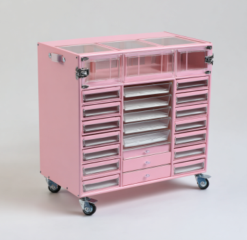 StmasteStyle Carrito de Almacenamiento Multifuncional Rosa con Ruedas – 20 Cajones Transparentes