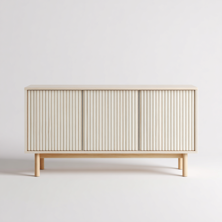 Aparador de Madera con Puertas en Relieve Blanco – StmasteStyle