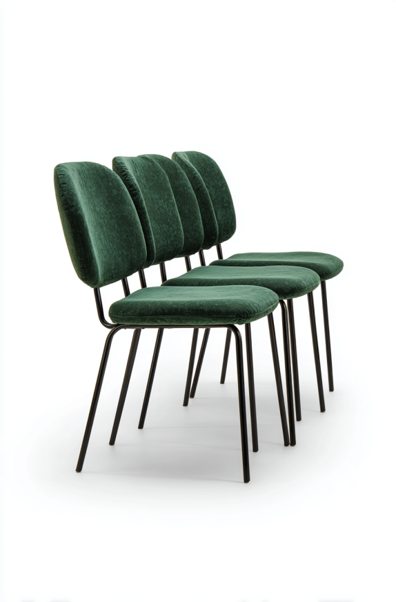 Sillas de Comedor Modernas de Terciopelo Verde con Patas Metálicas – Juego de 4 – StmasteStyle