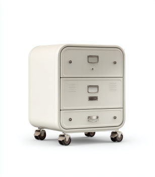 StmasteStyle Archivador Metálico Blanco con Ruedas – Cajonera Móvil de 3 Niveles