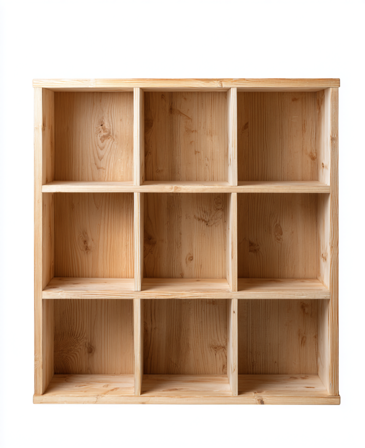 Estantería de Madera Maciza con 9 Compartimentos – StmasteStyle 90x30x100cm Color Natural