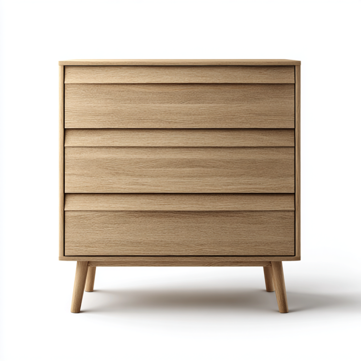 StmasteStyle Cajonera de 4 Cajones en Madera Roble Claro – Estilo Escandinavo con Patas Altas – Diseño Minimalista