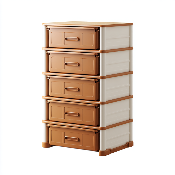 StmasteStyle Cajonera Plástica de 5 Niveles para Almacenaje – Color Marrón y Blanco
