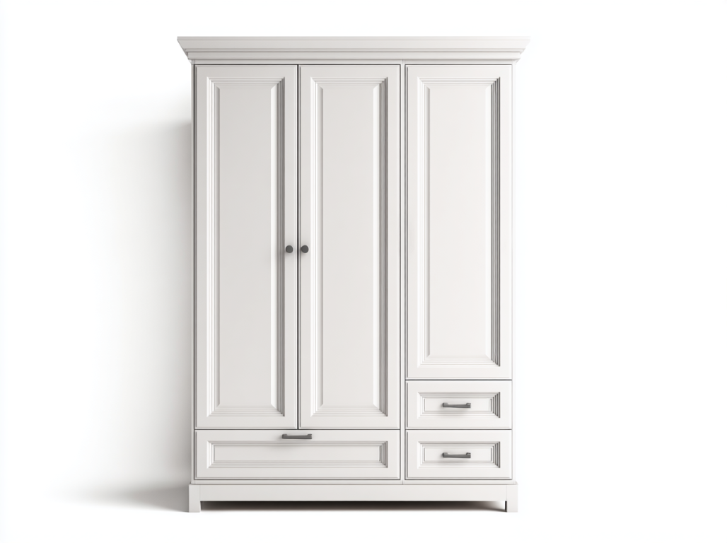 Armario de Puertas Batientes con Diseño Clásico Europeo – StmasteStyle Blanco con 3 Cajones