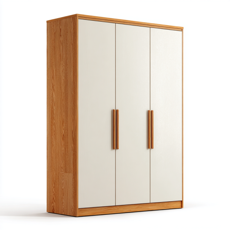 Armario de 3 Puertas con Estilo Nórdico - StmasteStyle, Acabado de Madera Natural y Blanco