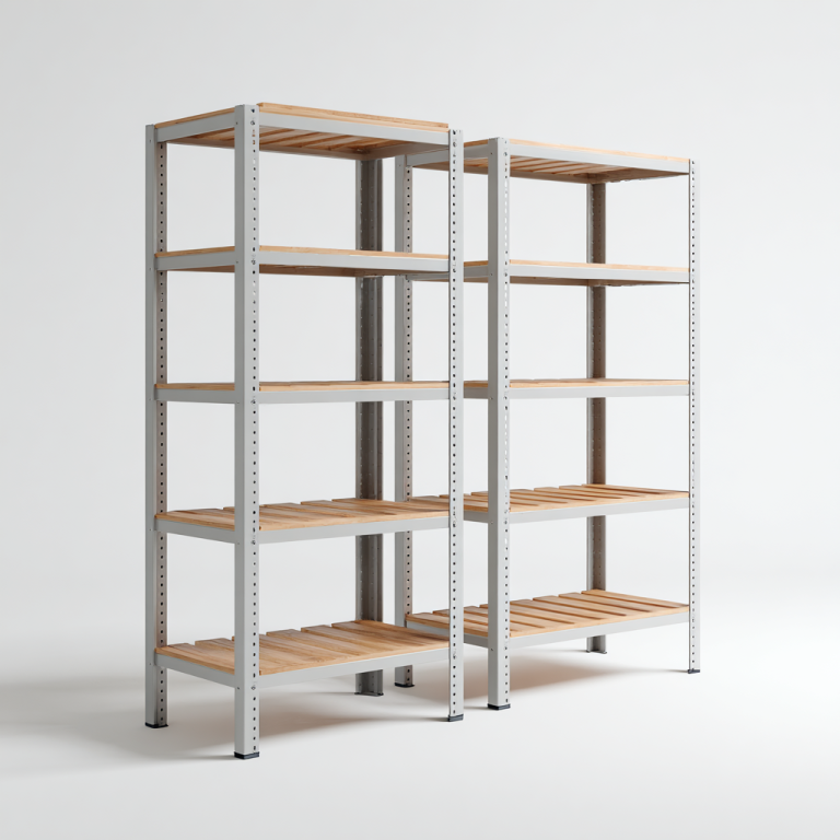 Estantería Modular de 5 Niveles con Estructura Metálica y Baldas de Madera – StmasteStyle