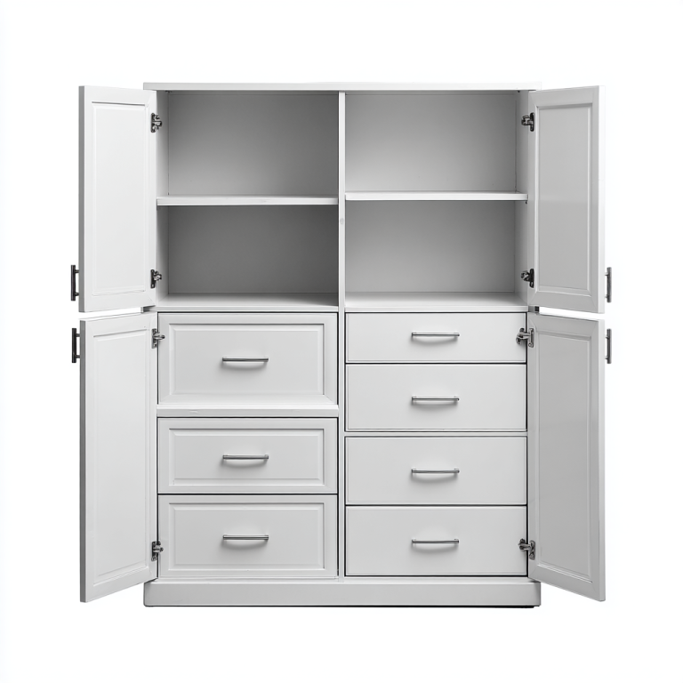 Aparador Alto Multifuncional con 6 Cajones y 2 Puertas – Blanco – StmasteStyle