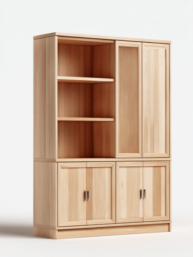 Armario de Almacenamiento de Madera con Estantes Abiertos y Puertas – StmasteStyle 180x100x35cm