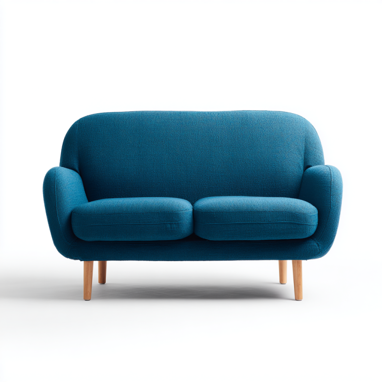 Sofá de 2 Plazas Azul Estilo Nórdico con Patas de Madera – StmasteStyle