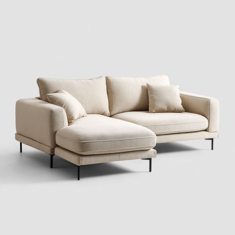 Sofá Chaise Longue de Tres Plazas Color Beige – StmasteStyle