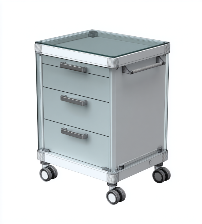 StmasteStyle Archivador con Ruedas de 3 Cajones y Tapa de Cristal – Diseño Moderno para Oficina o Hogar