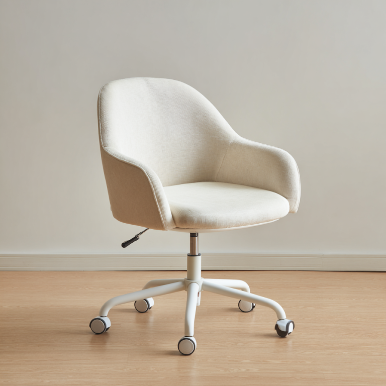 Silla de Oficina Nórdica Color Marfil – StmasteStyle – Diseño Ergonómico Giratorio con Altura Ajustable y Ruedas Silenciosas